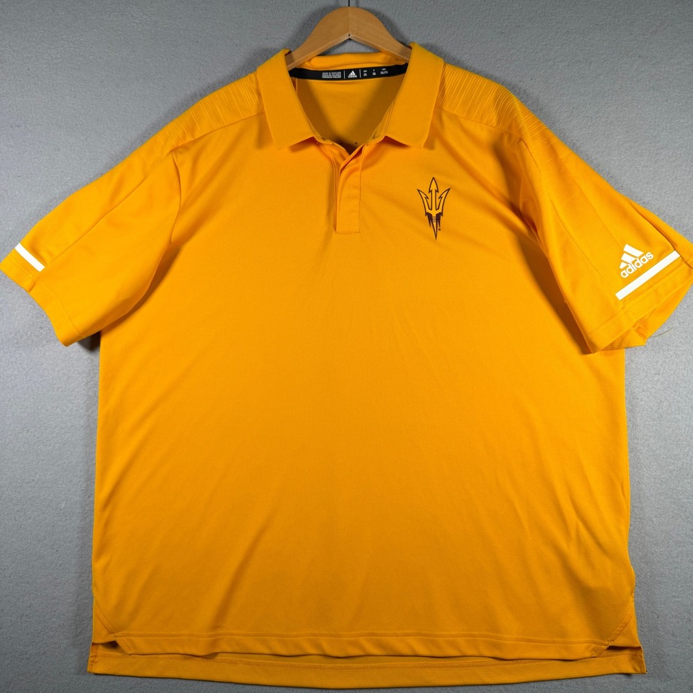 Adidas Arizona State Sun Devils Mens 2XL Gold Performance Polo Shirt DH4645